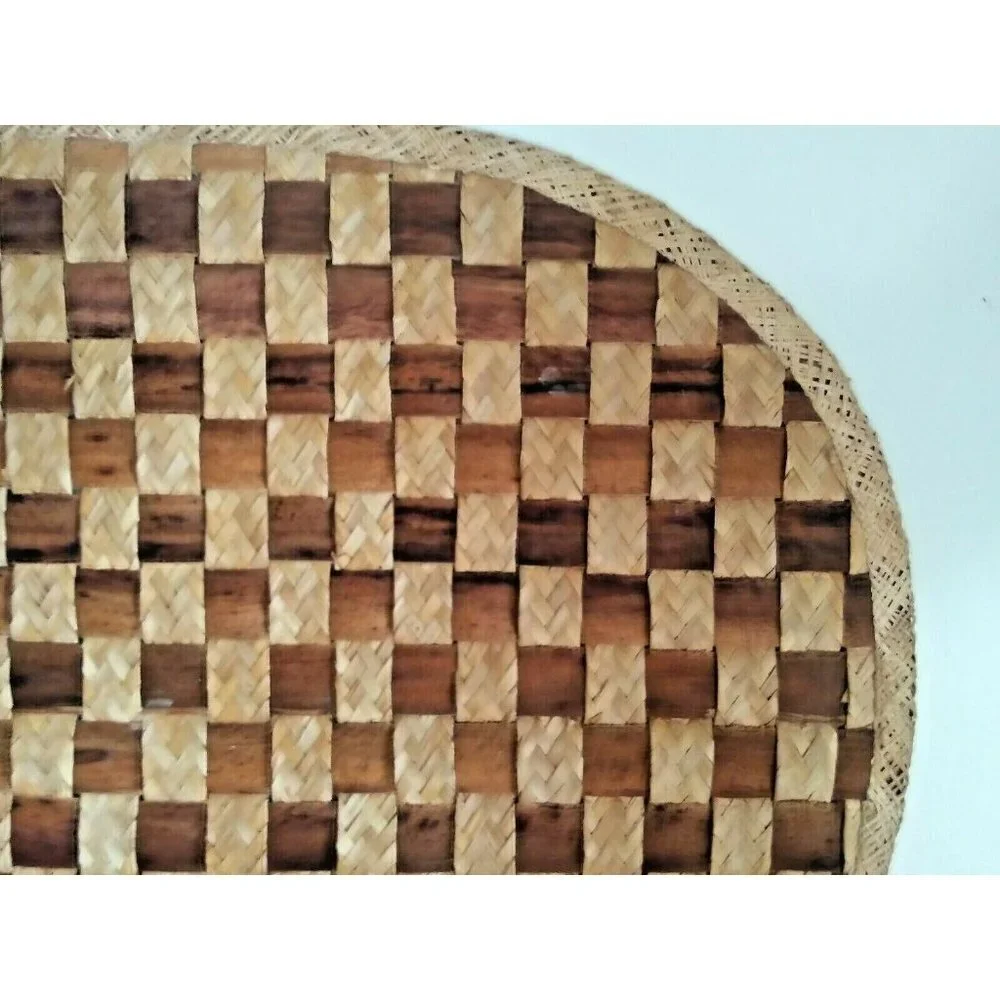 set of 2 PLACEMATS wicker Rattan WOVEN straw NWOT VINTAGE 19”x13” brown tan